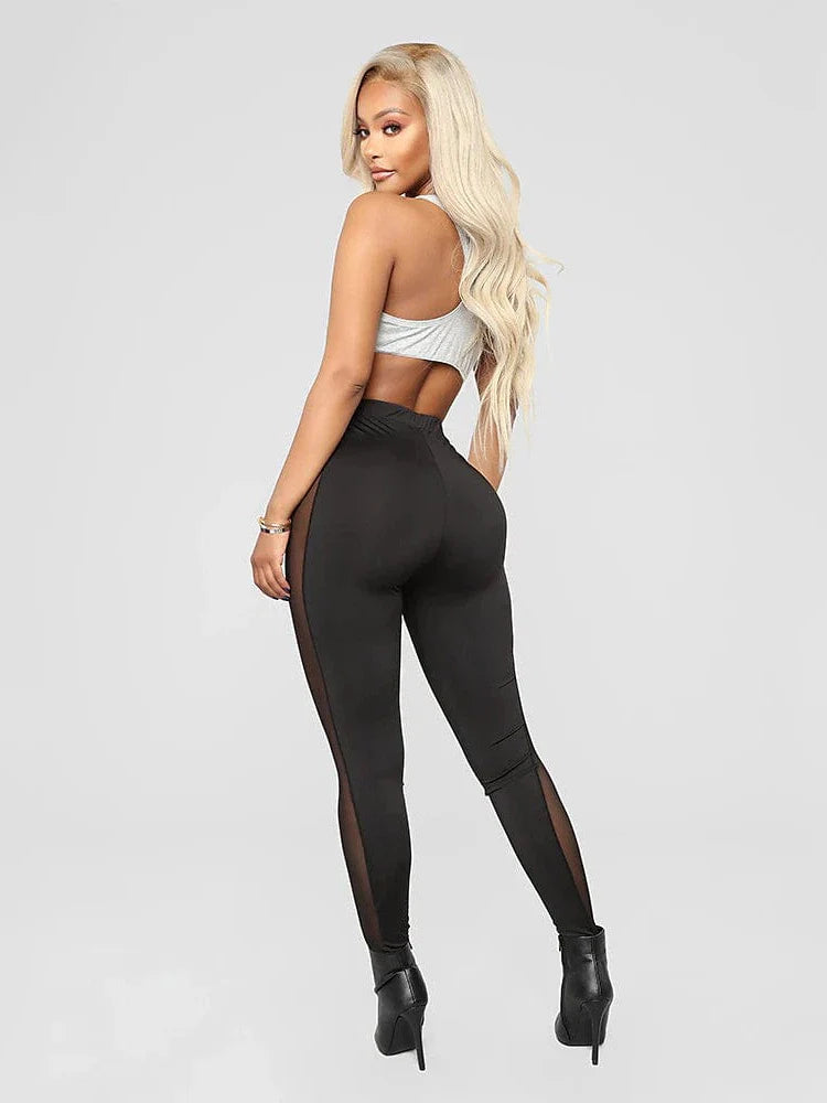 Elevate Your Style with Black Mid Waist Stretchy Leggings