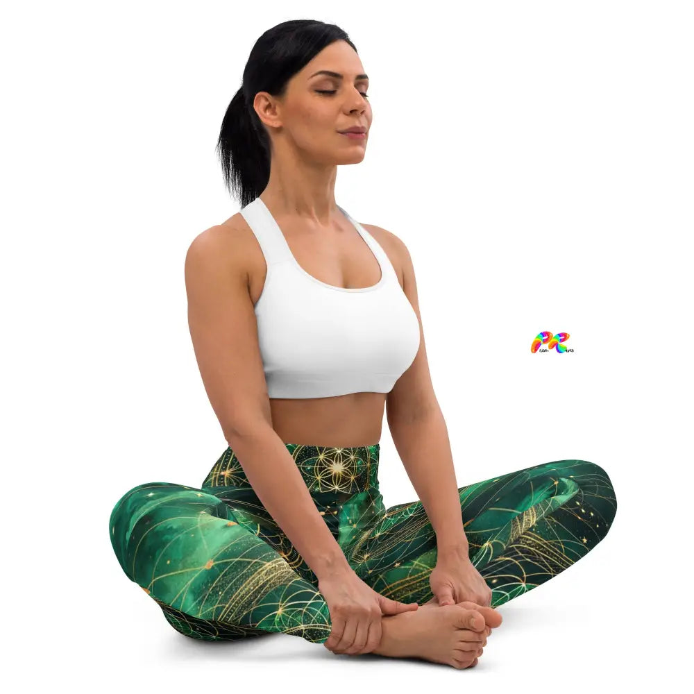 Emerald Cosmos Rave Yoga Leggings