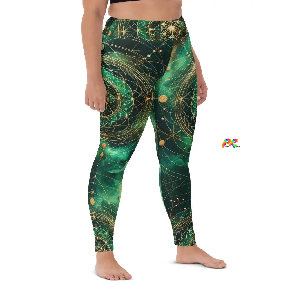 Emerald Cosmos Rave Yoga Leggings