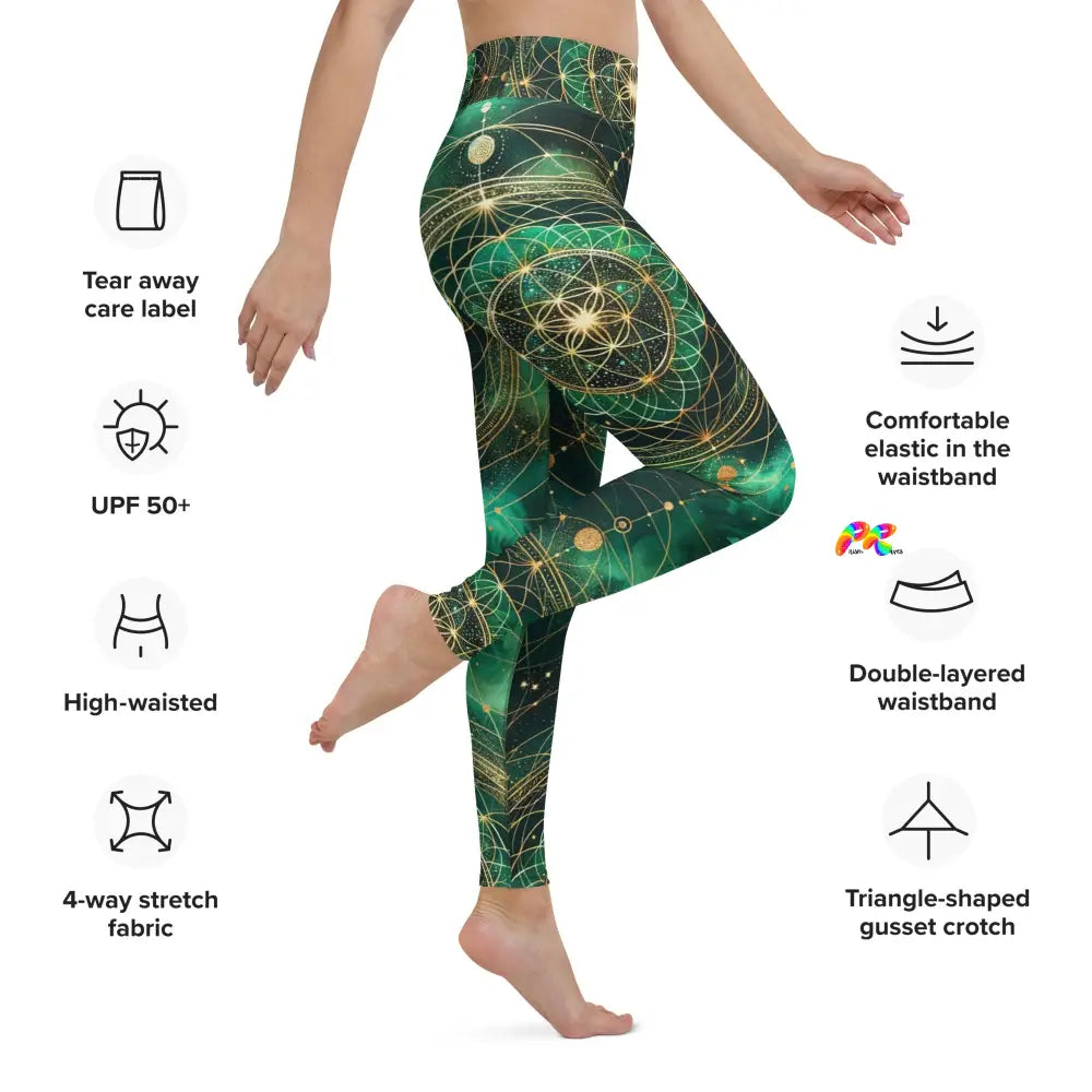 Emerald Cosmos Rave Yoga Leggings