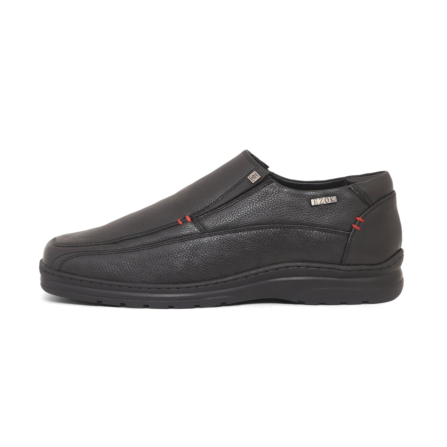 Ezok Black Leather Slipon Shoes