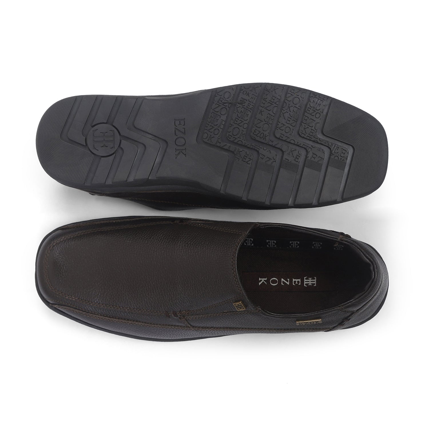 Ezok Brown Leather Slipon Shoes