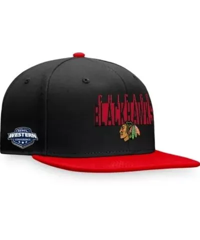 Fanatics NHL Fanatics Black/Red Chicago Blackhawks Fundamental Colorblocked Snapback Hat