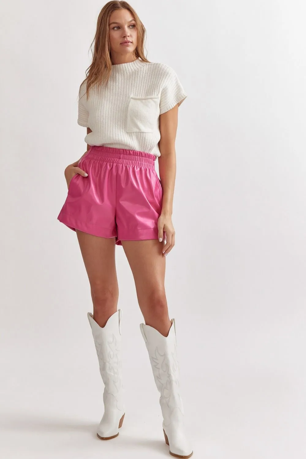 Faux Leather High Waisted Shorts