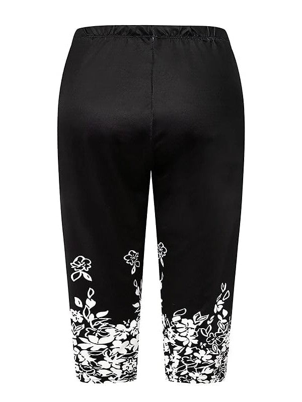 Floral Print Zip-Front Plus Size Leggings for Active Days by the Water