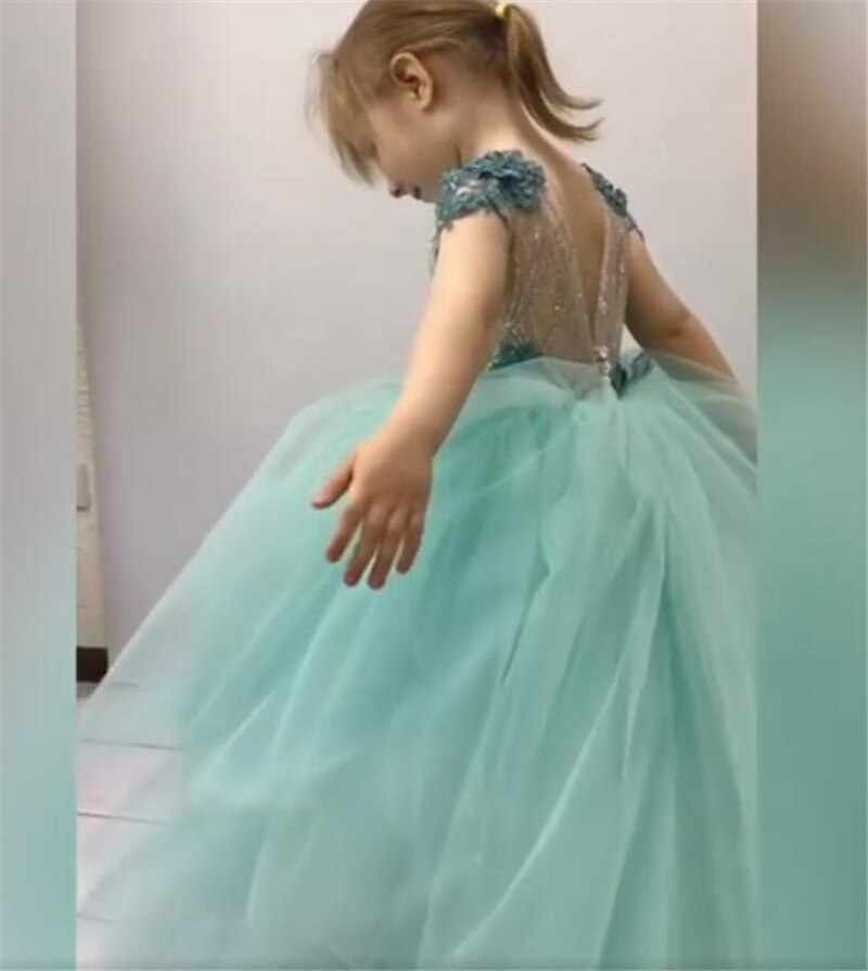 Flower Girl Lace Tulle Pageant Gown