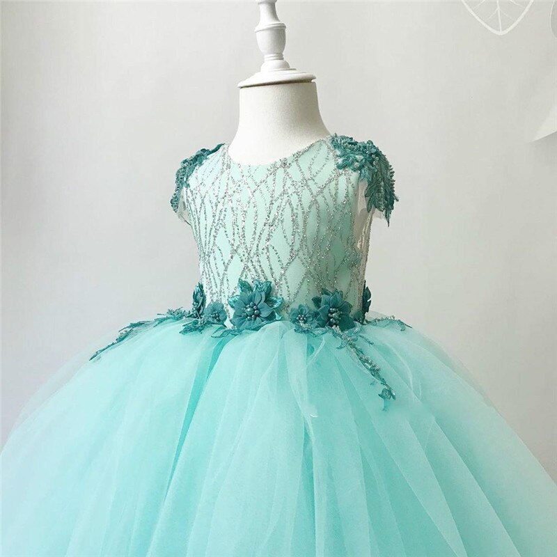 Flower Girl Lace Tulle Pageant Gown