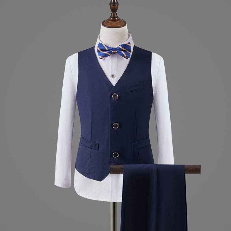 Formal Wedding Boys Jacket Vest Pants BowTie 4Pcs Tuxedo