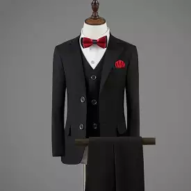 Formal Wedding Boys Jacket Vest Pants BowTie 4Pcs Tuxedo