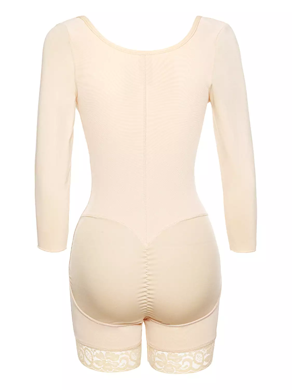 Full Size Zip Up Lace Detail Long Sleeve Shapewear