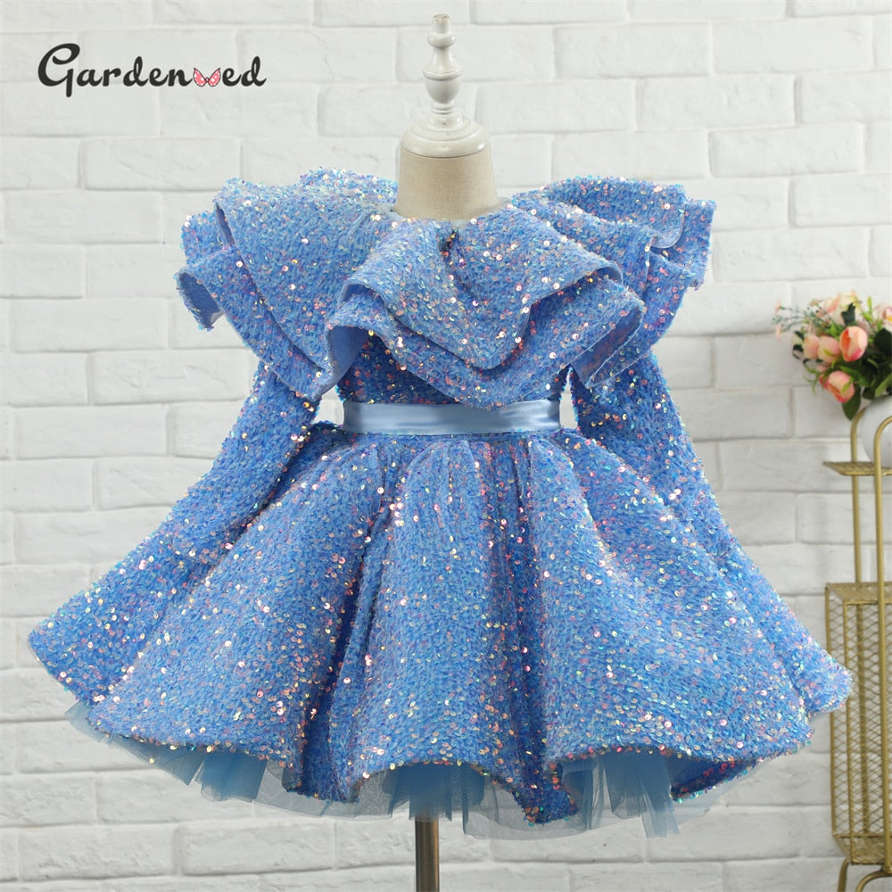 Glitter Sequin Flower Girl Gown