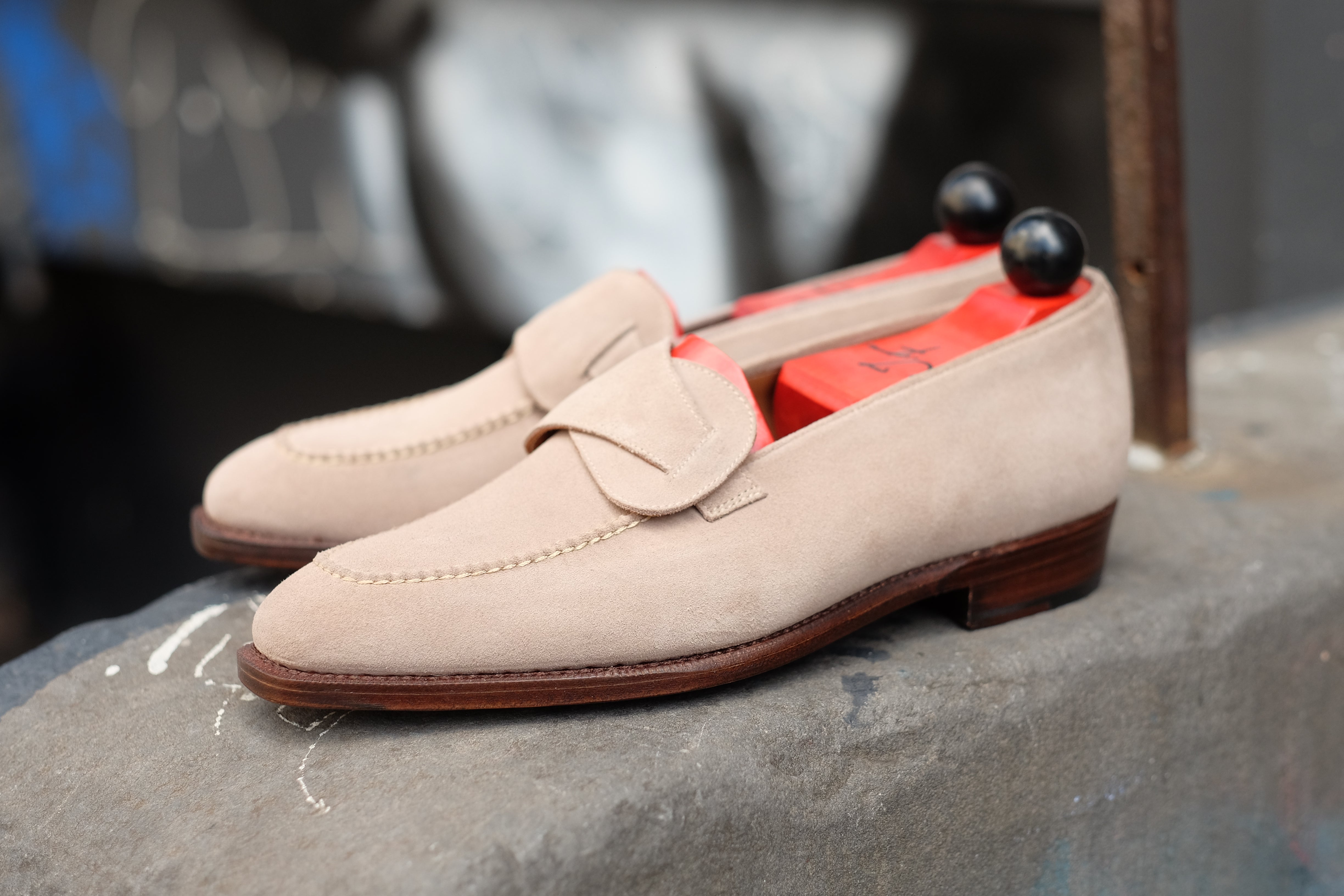 Hawthorne - MTO - Oatmeal Suede / Natural Stitching - LPB Last - Single Leather Sole