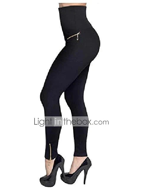 High Waist Cotton Blend Leggings with Front Wave Drill Design and Practical Pocket - S M L XL XXL