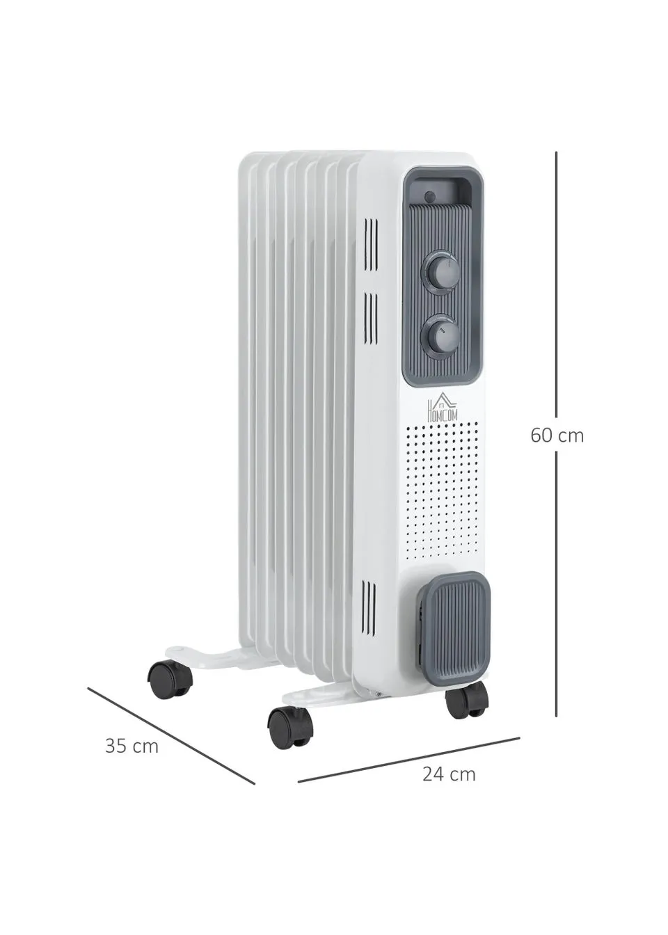 HOMCOM Oil Filled Radiator Portable Space Heater (35cm x 24cm x 60cm)