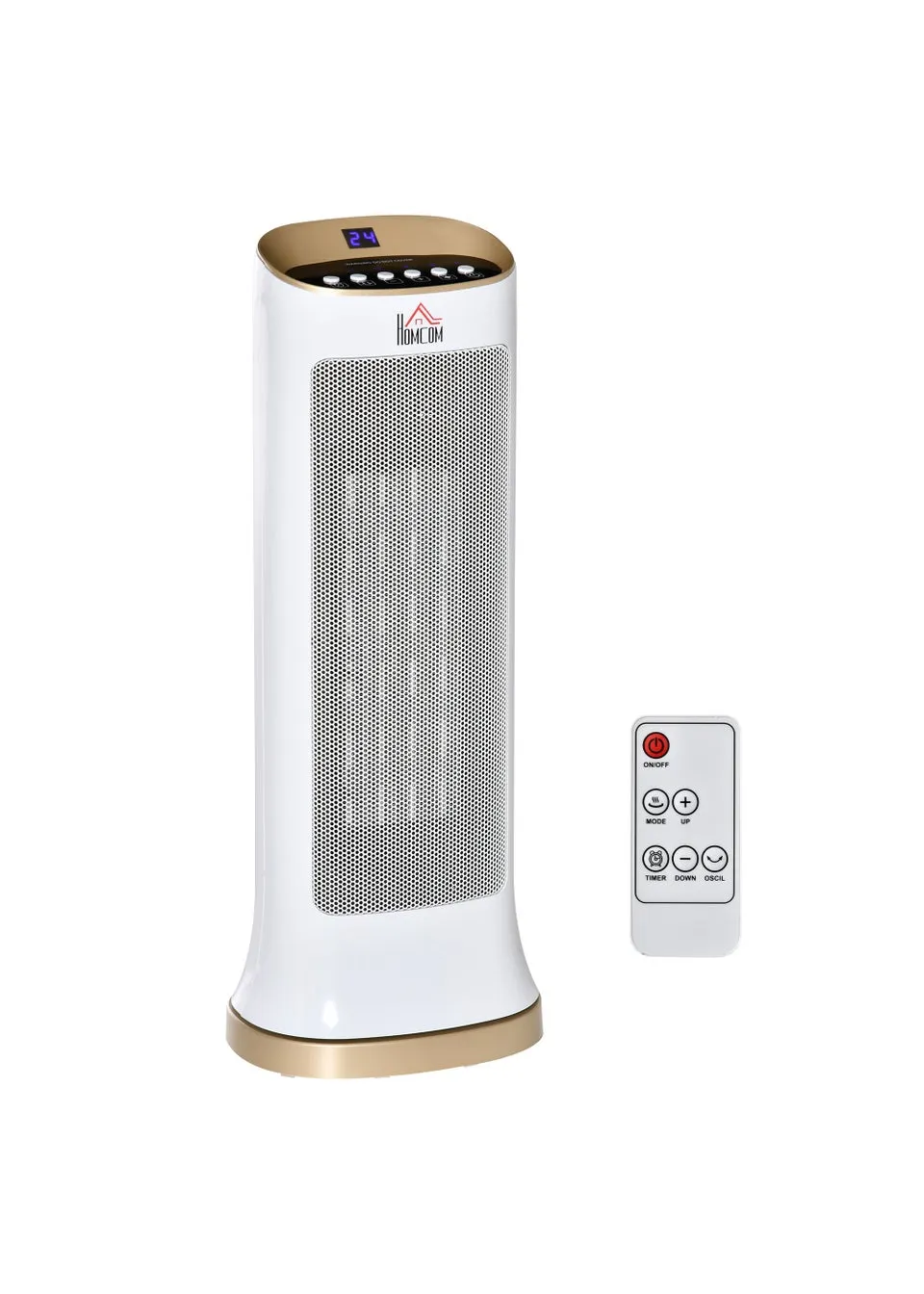 HOMCOM Oscillating Tabletop Ceramic Space Heater (52.5cm x 20.5cm x 15.5cm)