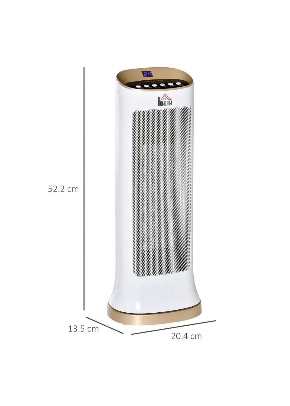 HOMCOM Oscillating Tabletop Ceramic Space Heater (52.5cm x 20.5cm x 15.5cm)