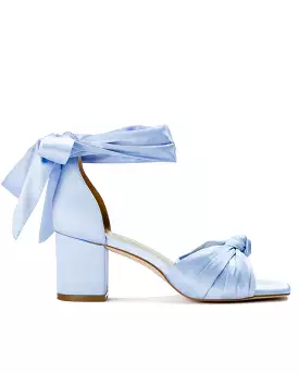 HONEY - BLUE SATIN LOW HEEL WEDDING SHOES