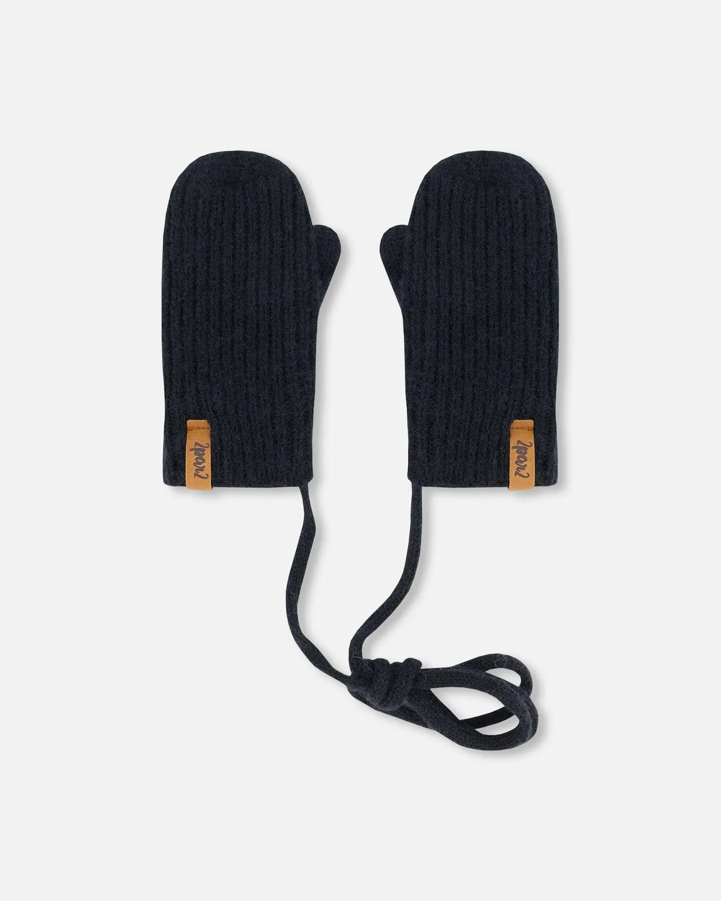 Knitted Mittens With String Black