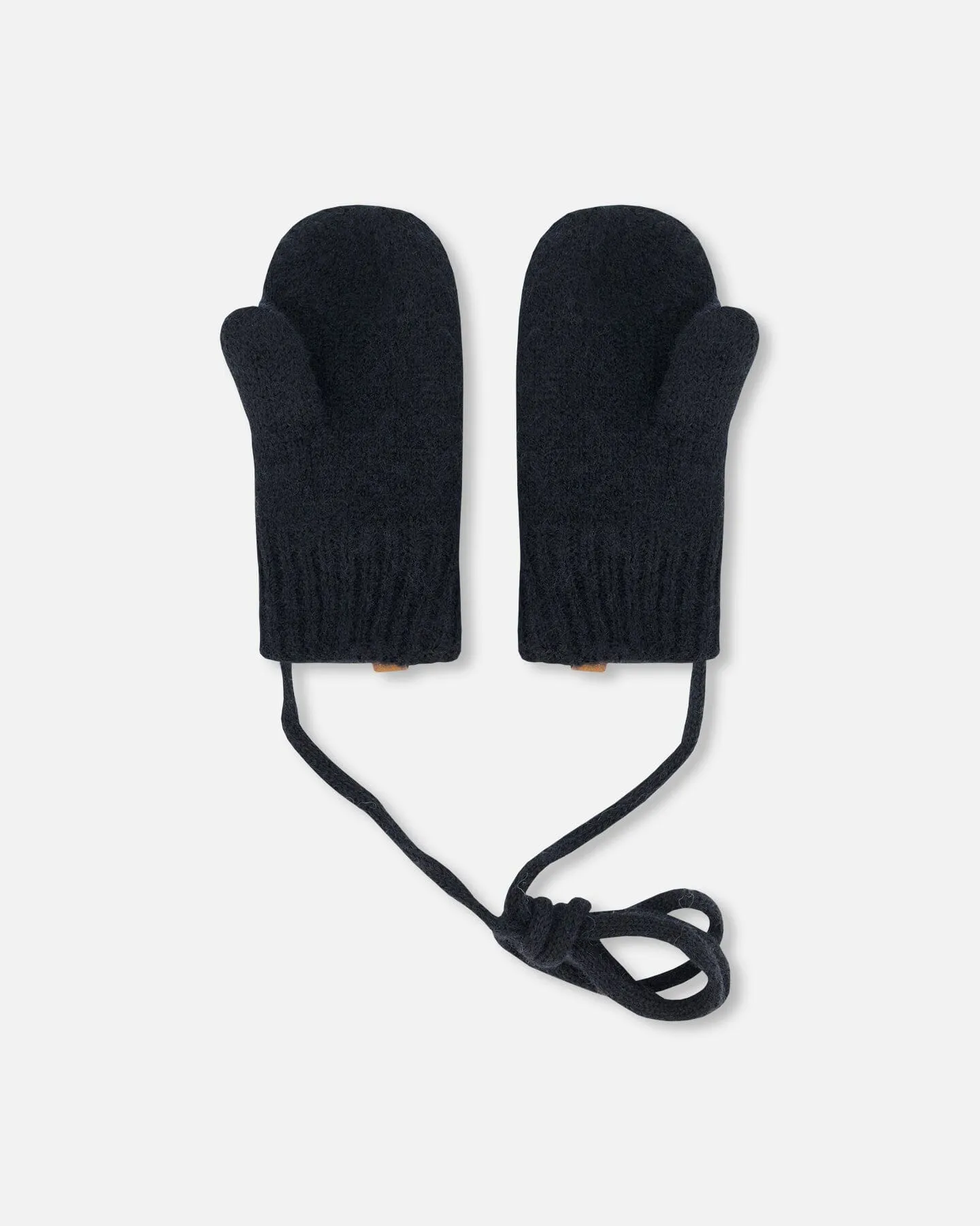 Knitted Mittens With String Black