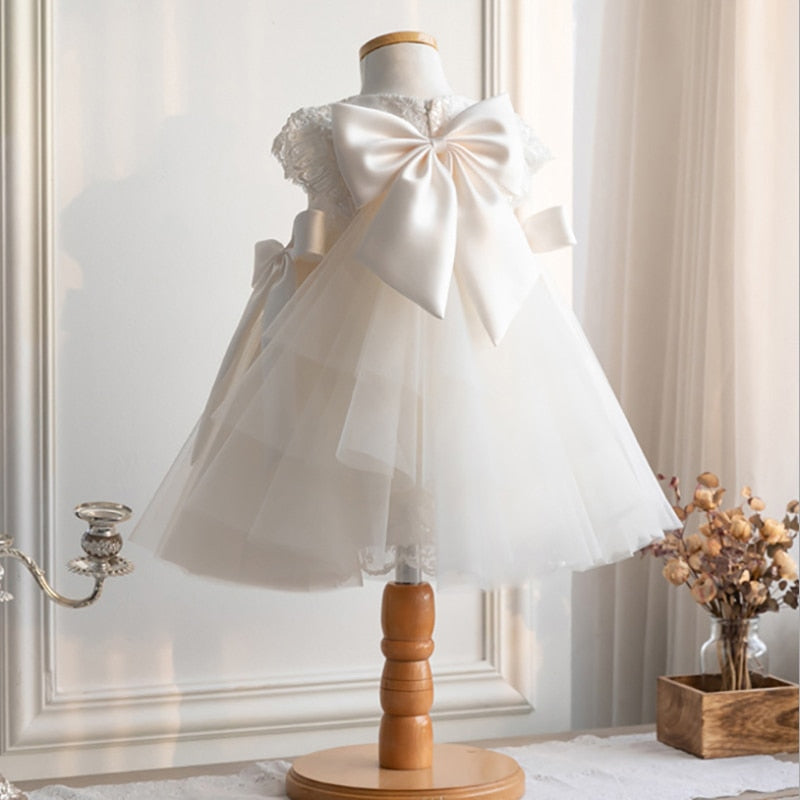 Lace Bow Toddler Christening Gown