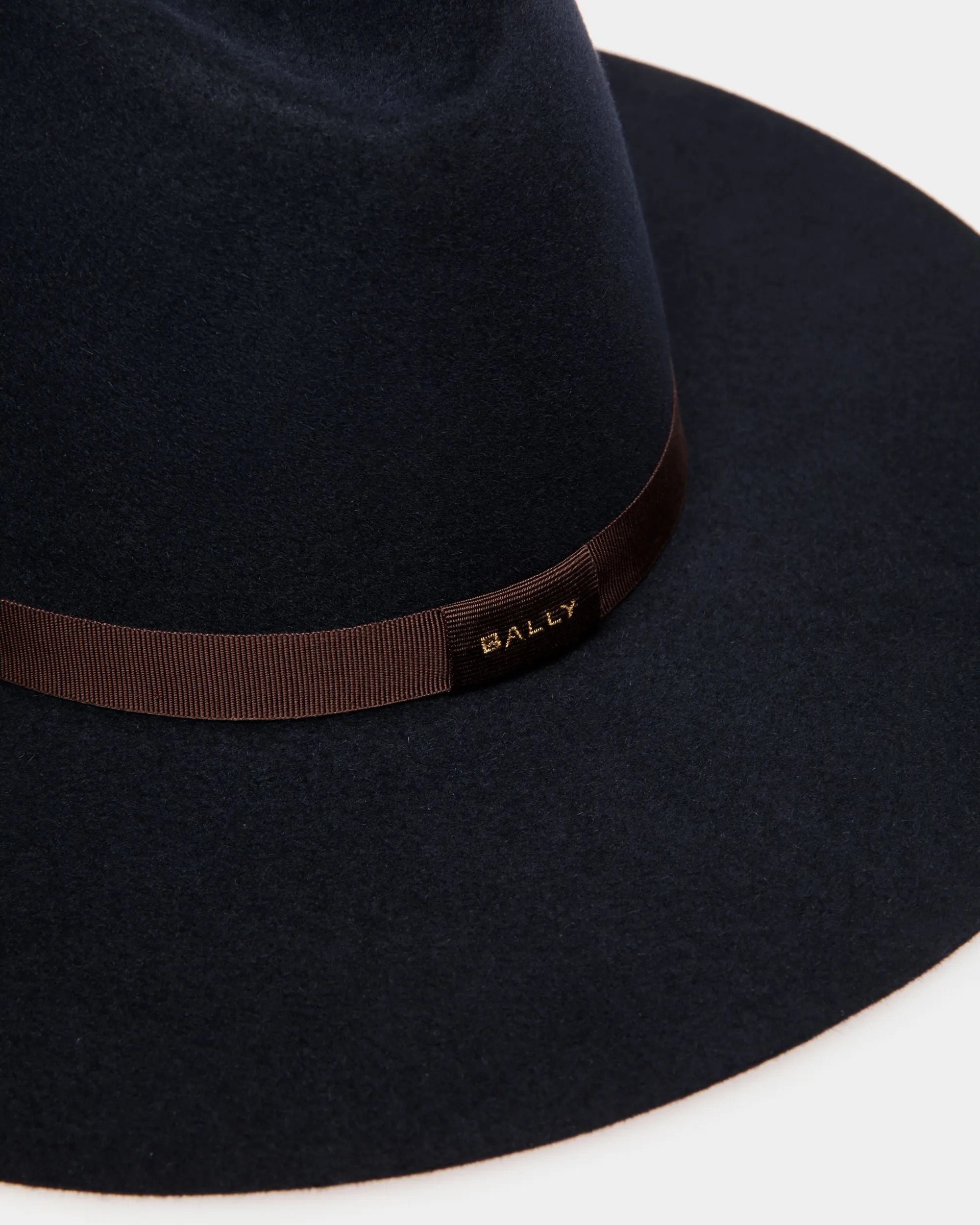 Large Brim Hat In Navy Blue Felt 