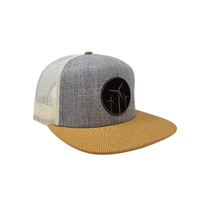 Leather Wind Patch Wool Trucker Mesh Snapback (Tri Heater Grey/Birch Biscuit)