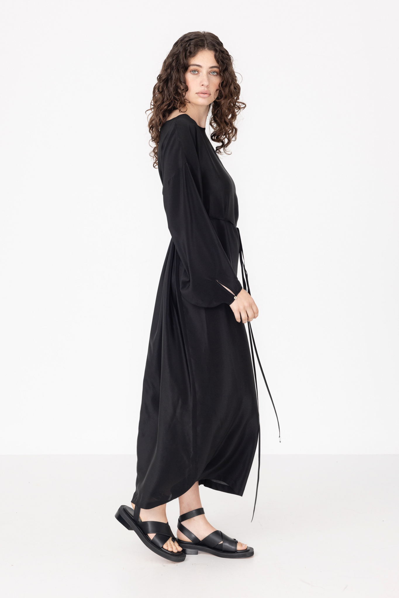 Line Dress | Black | Silk