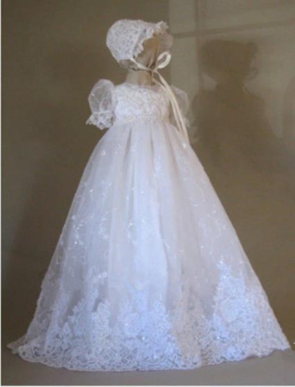 Long Beautiful Lace Christening Gown