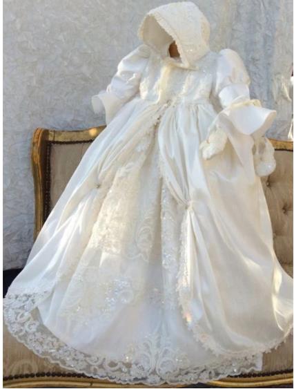 Long Beautiful Lace Christening Gown