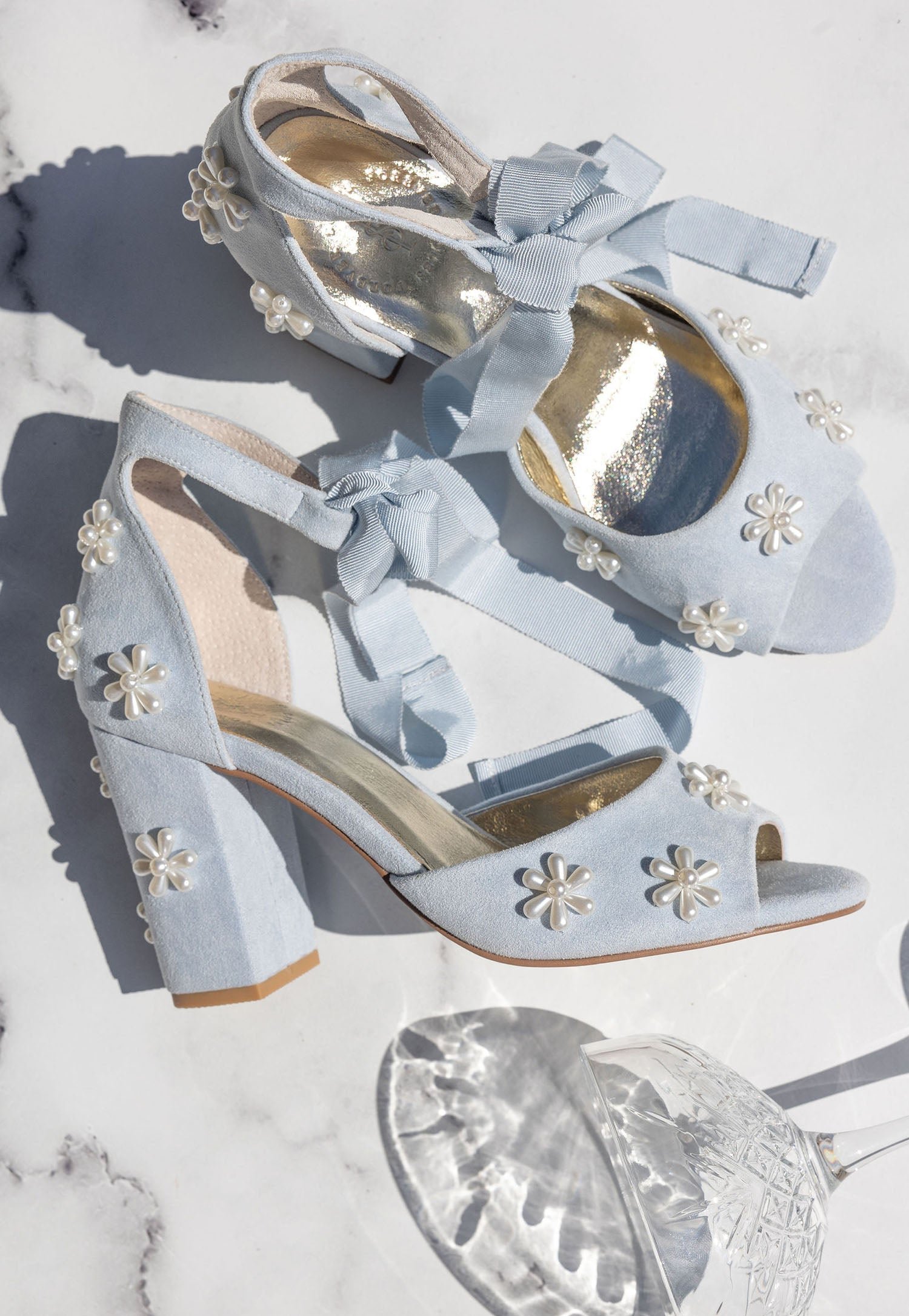 MELODY - BLUE PEARL FLOWER BRIDAL SHOES