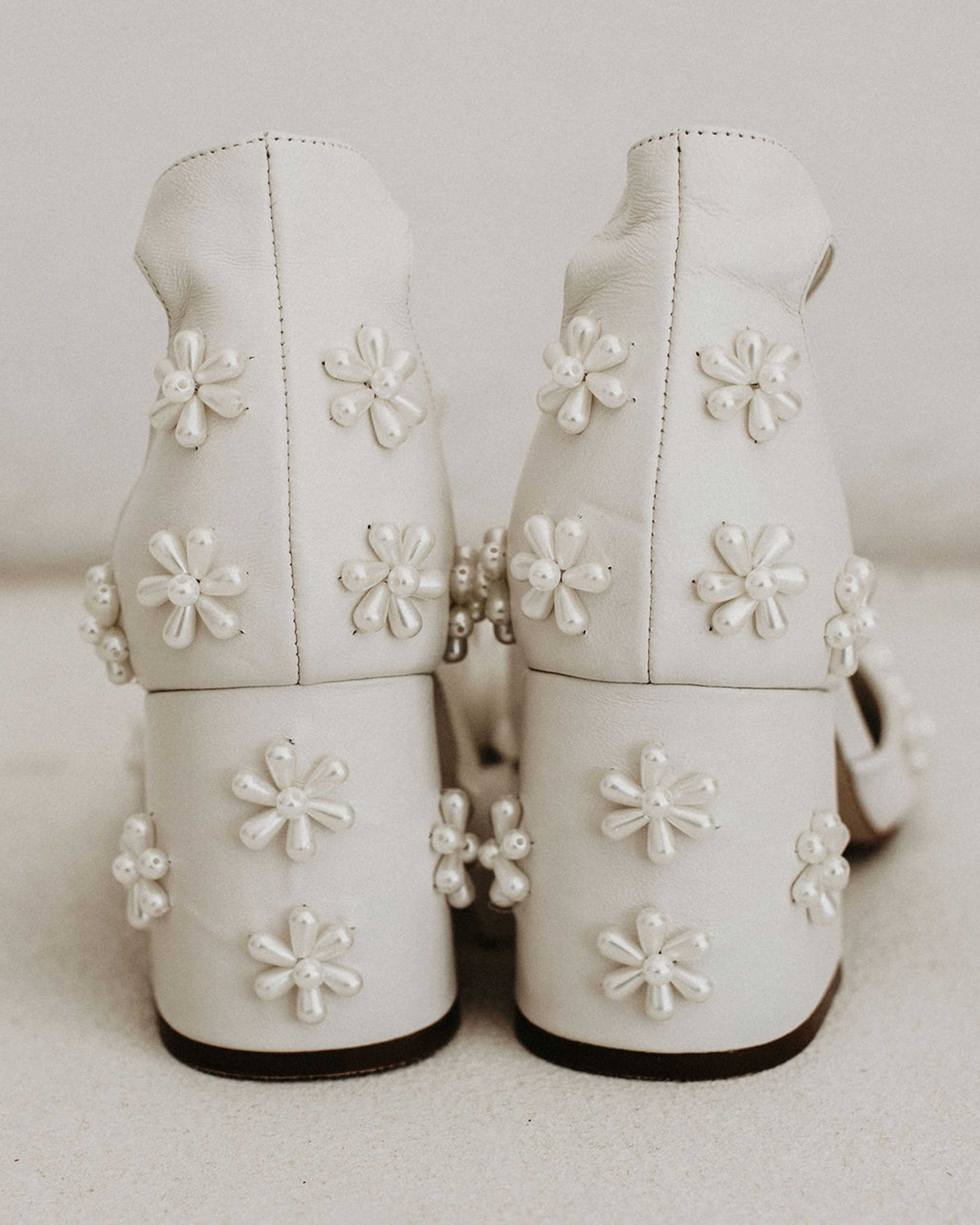 MELODY - LOW HEEL IVORY PEARL BRIDAL SHOES