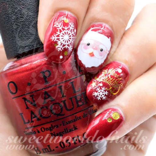 Merry Christmas Nails Santa Face Nail Water Decals