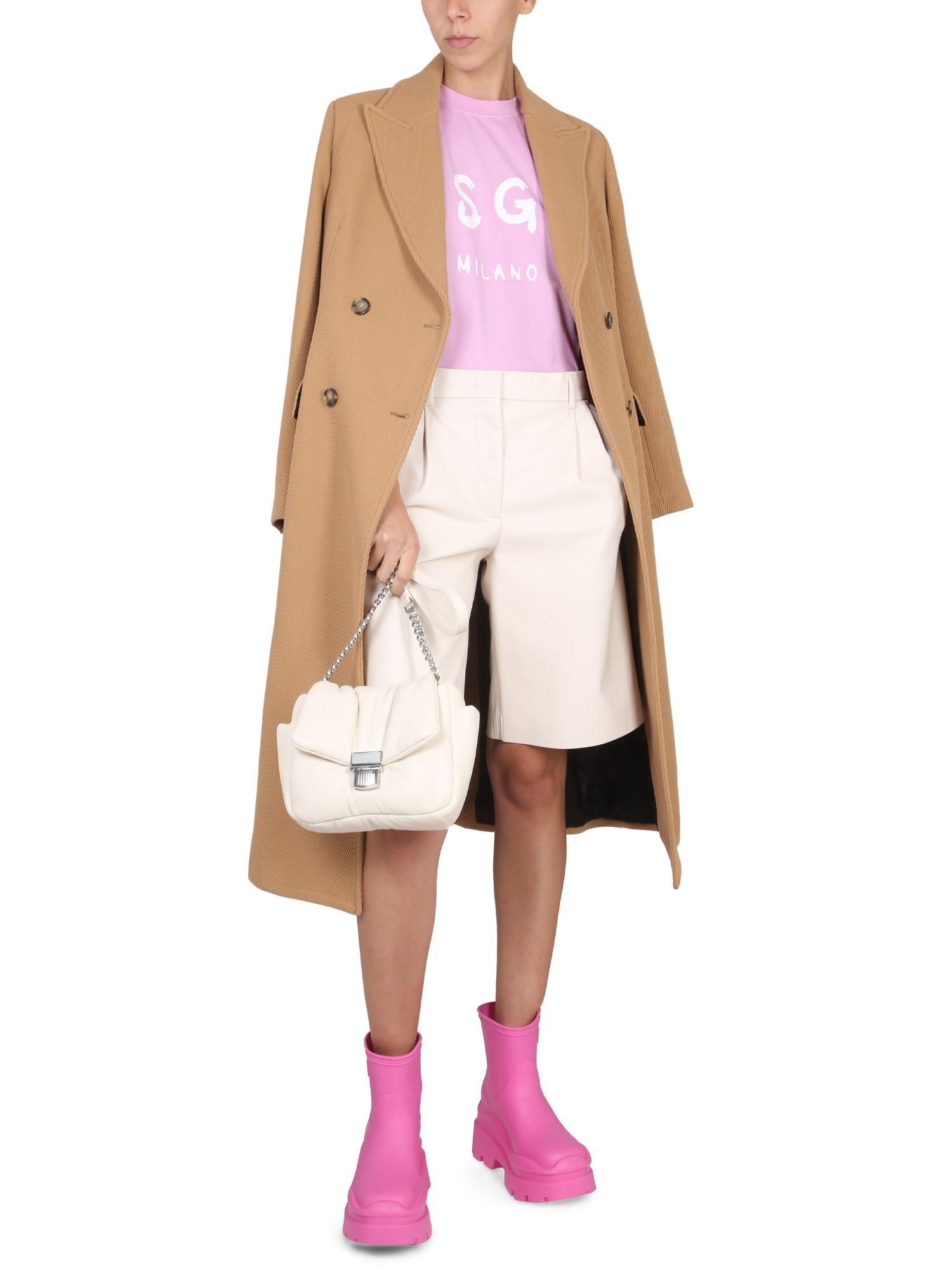 MSGM    FAUX LEATHER BERMUDA SHORTS