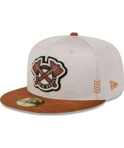 New Era Men's MLB Stone/Brown Atlanta Braves 2024 Clubhouse 59FIFTY Fitted Hat