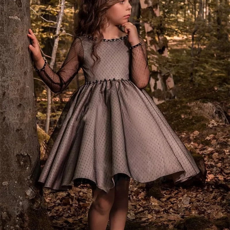 Pageant Black Point Tulle Flower Girl Dresses