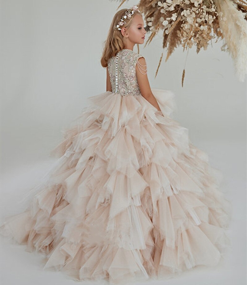 Puffy Champagne Flower Girl Dresses