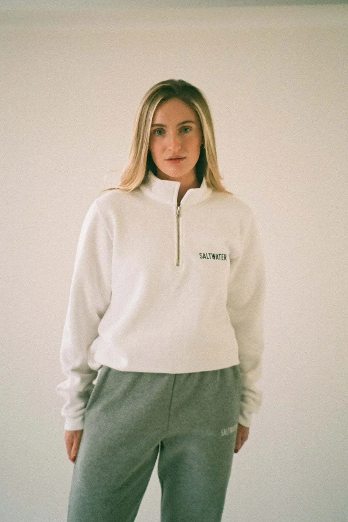 Quarter Zip Sweater - White