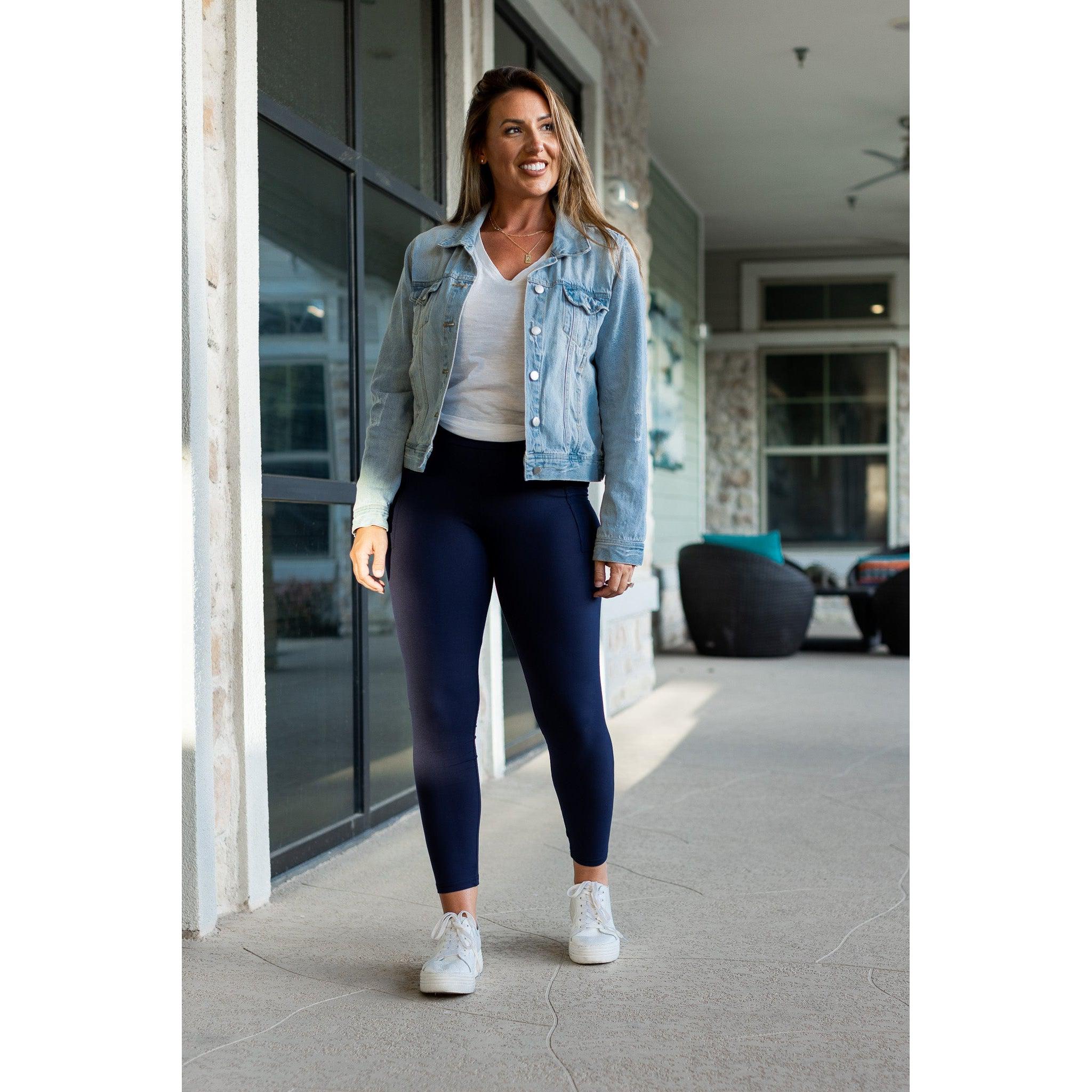 Ready to Ship | Navy Full Length with Pocket Leggings  - Luxe Leggings by Julia Rose