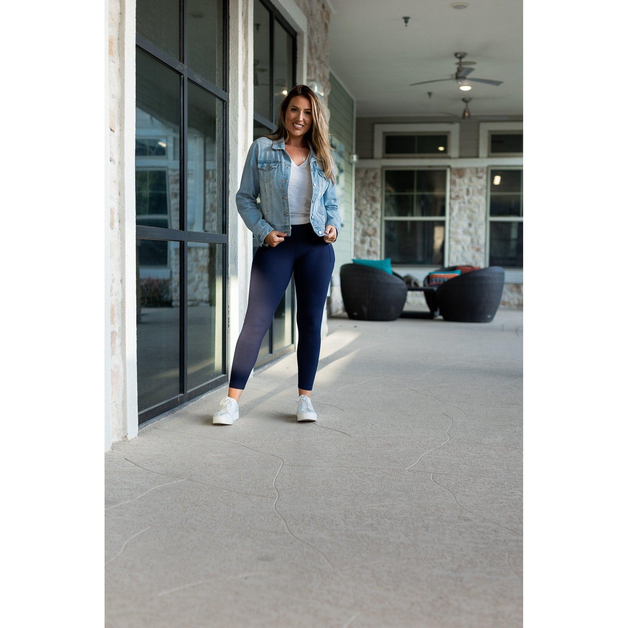 Ready to Ship | Navy Full Length with Pocket Leggings  - Luxe Leggings by Julia Rose