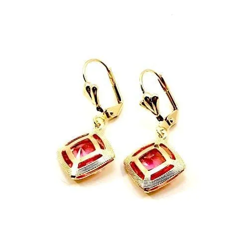 Rhombus shape 18kts gold plated earrings