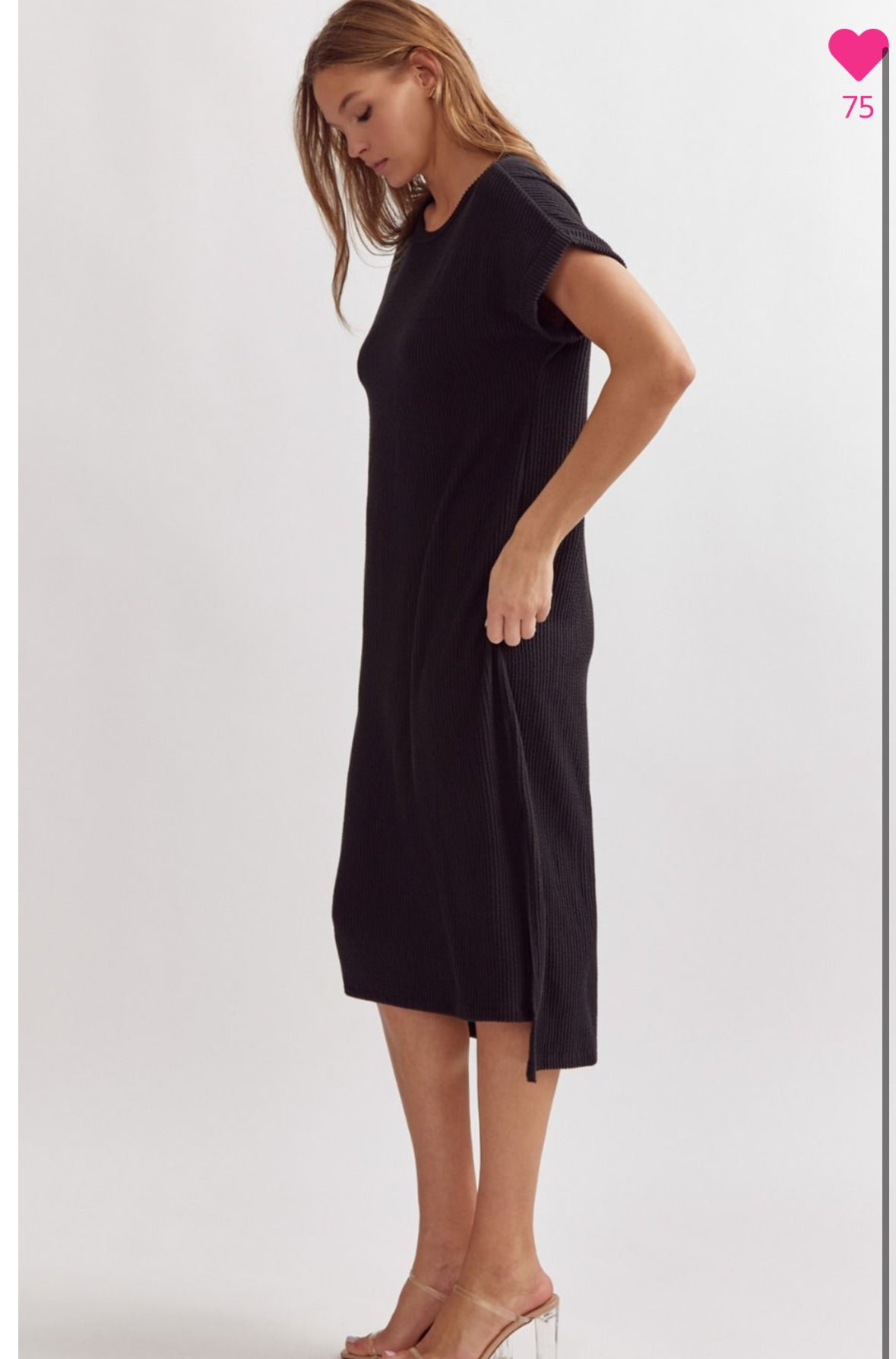 Ribbed Midi Dress- Black