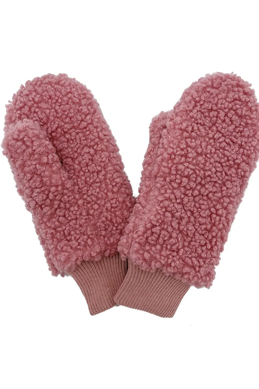 Solid Sherpa Mittens - Pink