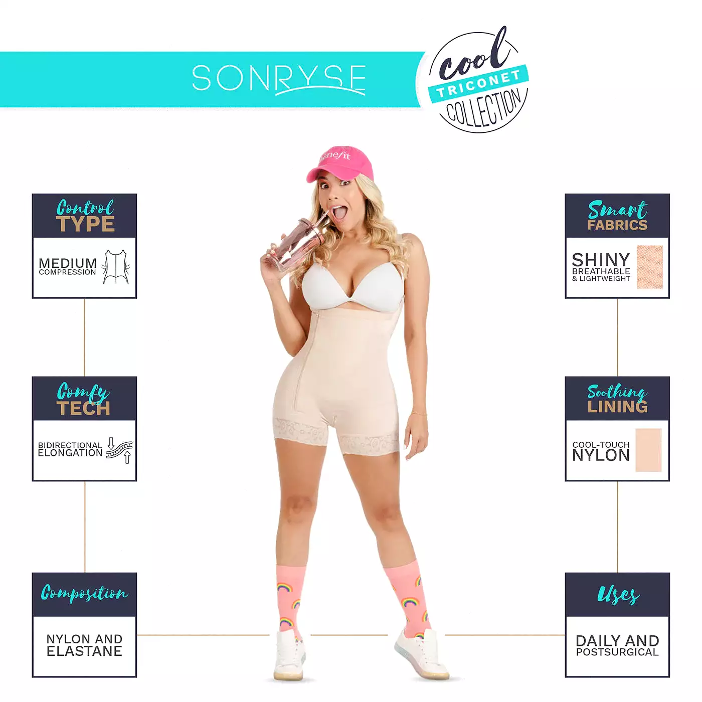 SONRYSE TR72BF | BUTT LIFTER TUMMY CONTROL SHAPEWEAR BODYSUIT | DAILY USE | TRICONET