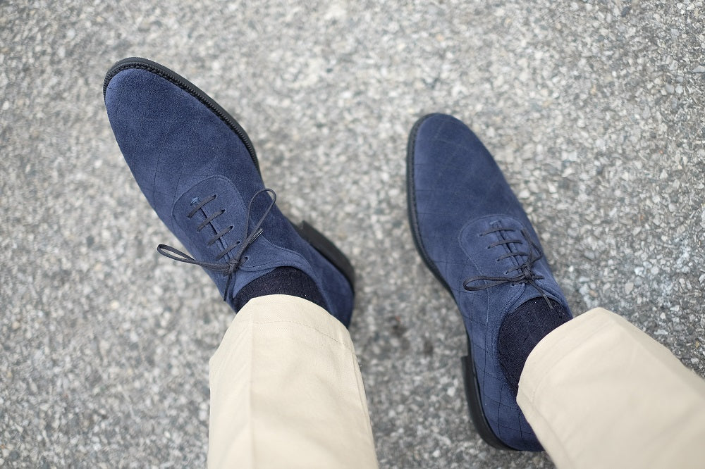 Spokane - MTO - Quilted Navy Suede - TMG Last - City Rubber Sole