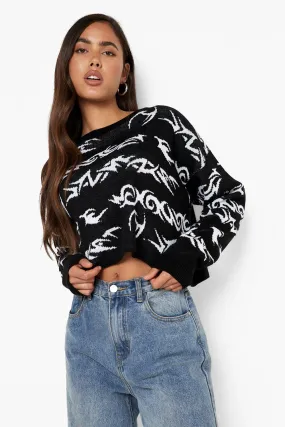 Tattoo Graphic Cropped Sweater