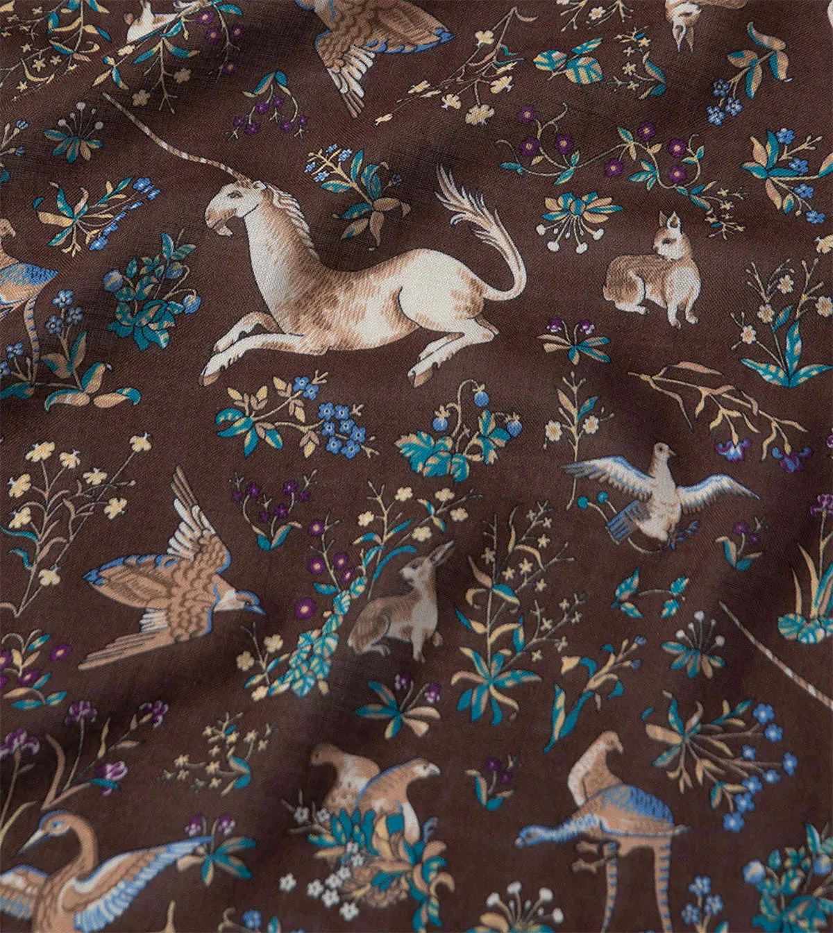 Unicorn Print Scarf - Brown