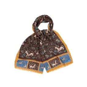 Unicorn Print Scarf - Brown