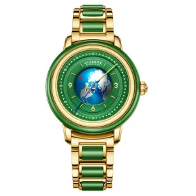 Unisex Hollow Earth Jade Automatic Mechanical Waterproof Watch