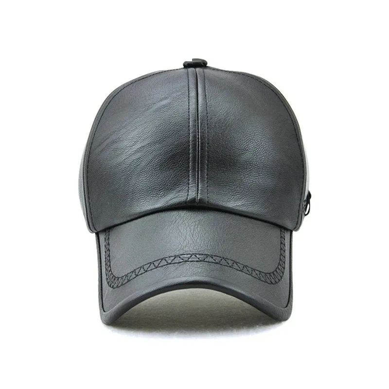 Unisex Winter Synthetic Leather Middle-aged Snapback Baseball Cap