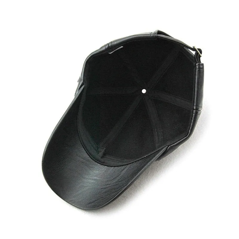 Unisex Winter Synthetic Leather Middle-aged Snapback Baseball Cap